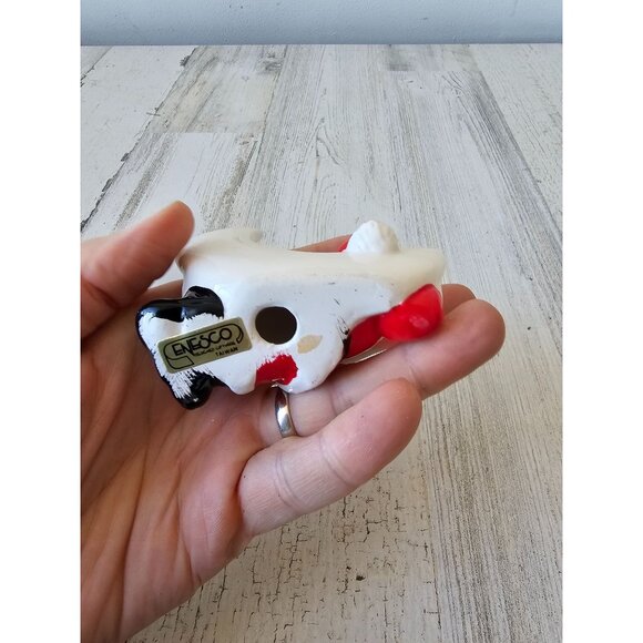 Vintage Enesco Santa Moon ceramic ornament red white shabby chic Xmas tree - Picture 6 of 7